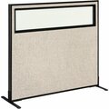 Interion By Global Industrial Interion Freestanding Office Partition Panel with Partial Window, 48-1/4inW x 42inH, Tan 694755WFTN